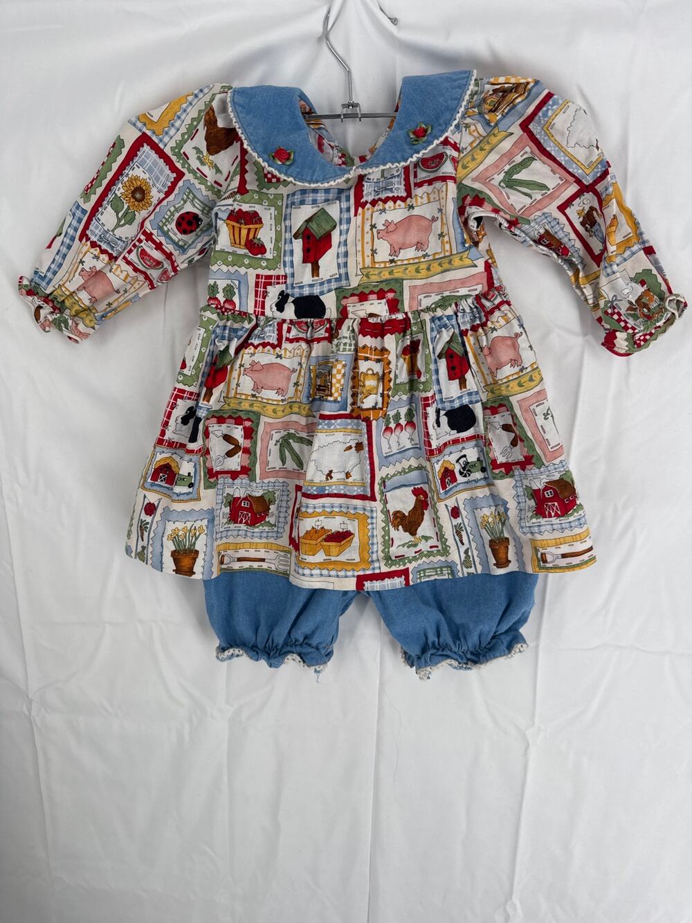 Chicken Noodle San Francisco baby dress/pants farm animals 100% cotton size 18m